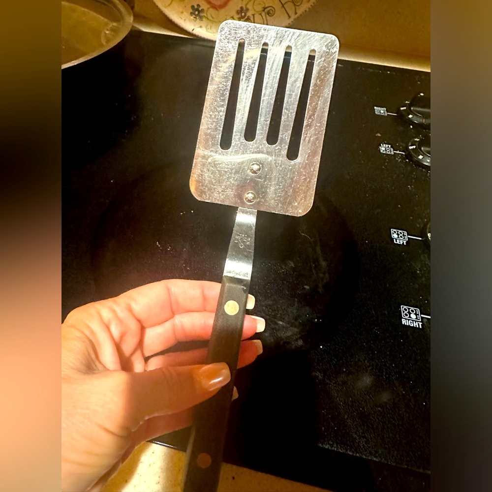 Vintage EKCO Flint Vanadium Slotted Short Stainless spatula flipper turner 50’s